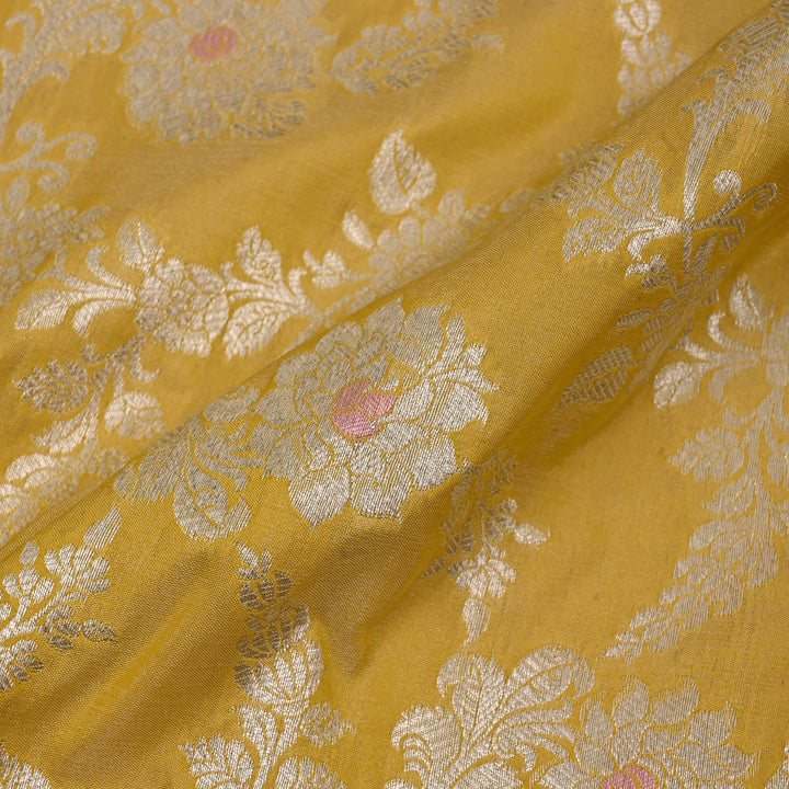 Durian Yellow Meenakari Banarasi Fabric