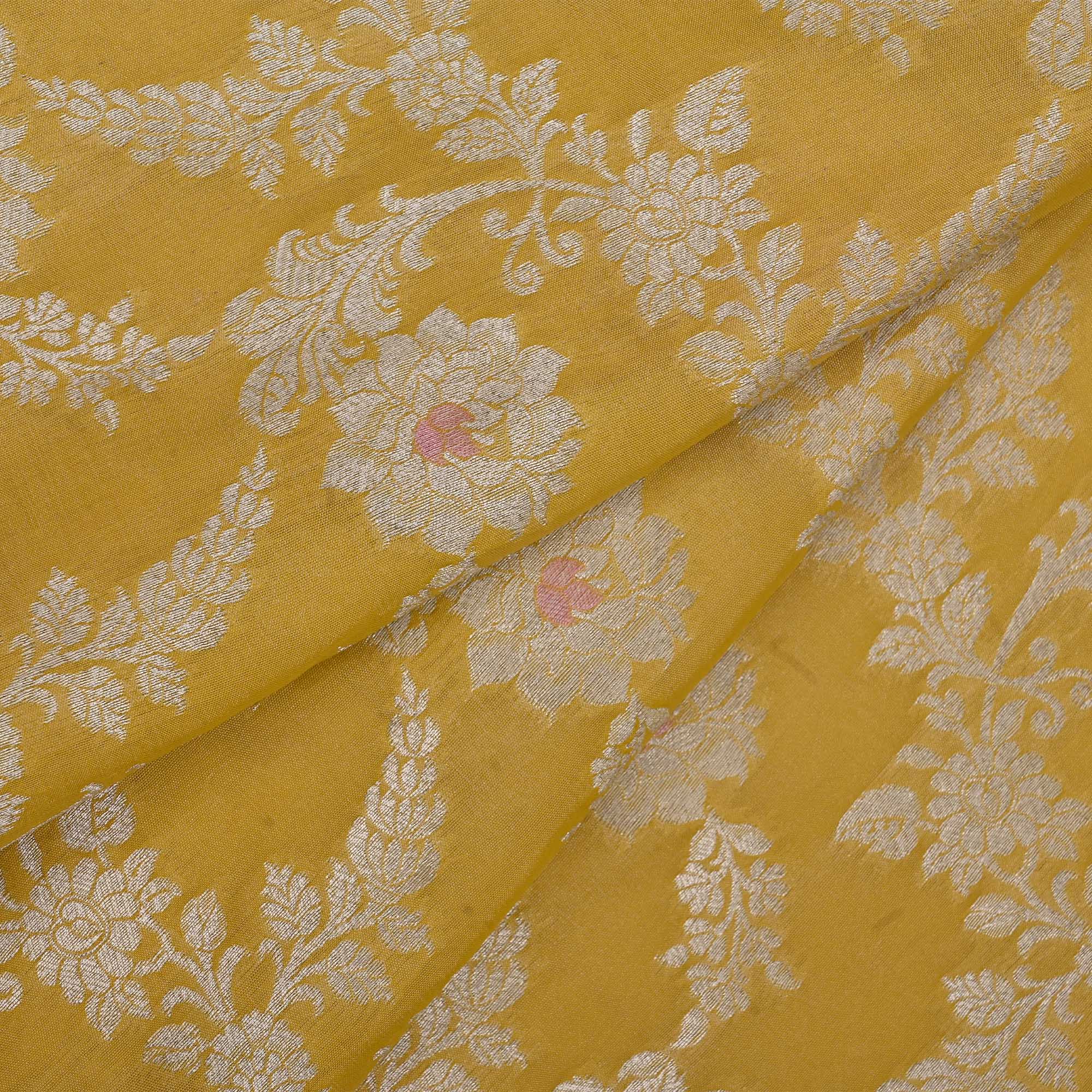 Durian Yellow Meenakari Banarasi Fabric