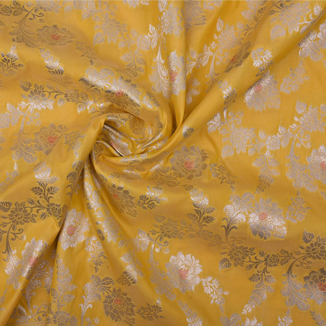 Mustard Yellow Meenakari Banarasi Fabric