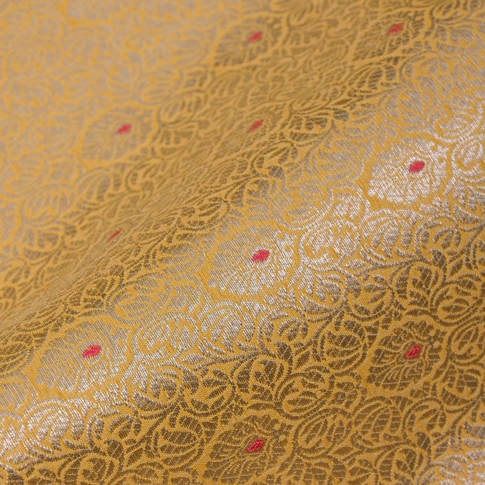 Pastel Yellow Meenakari Banarasi Fabric