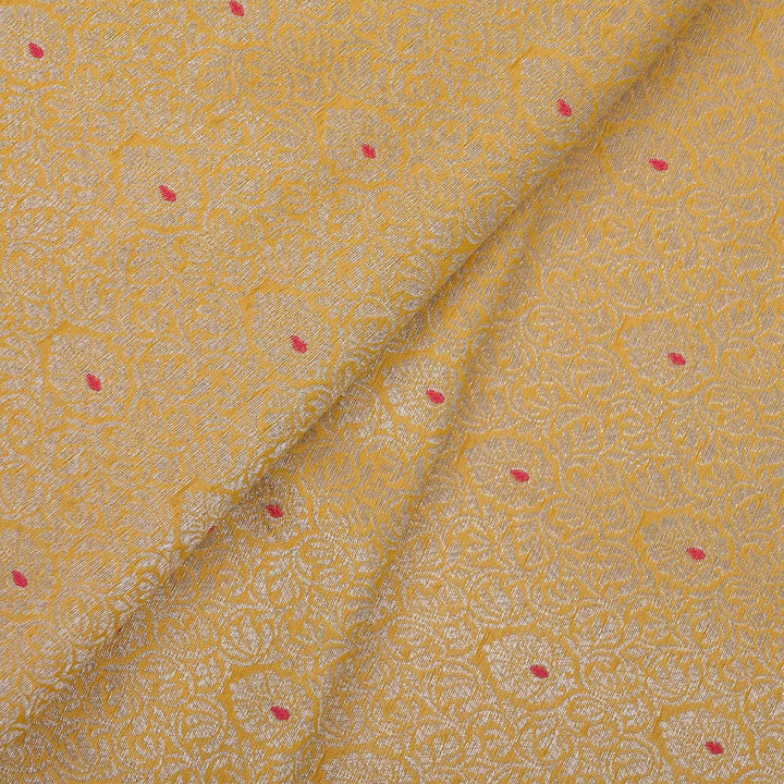 Pastel Yellow Meenakari Banarasi Fabric