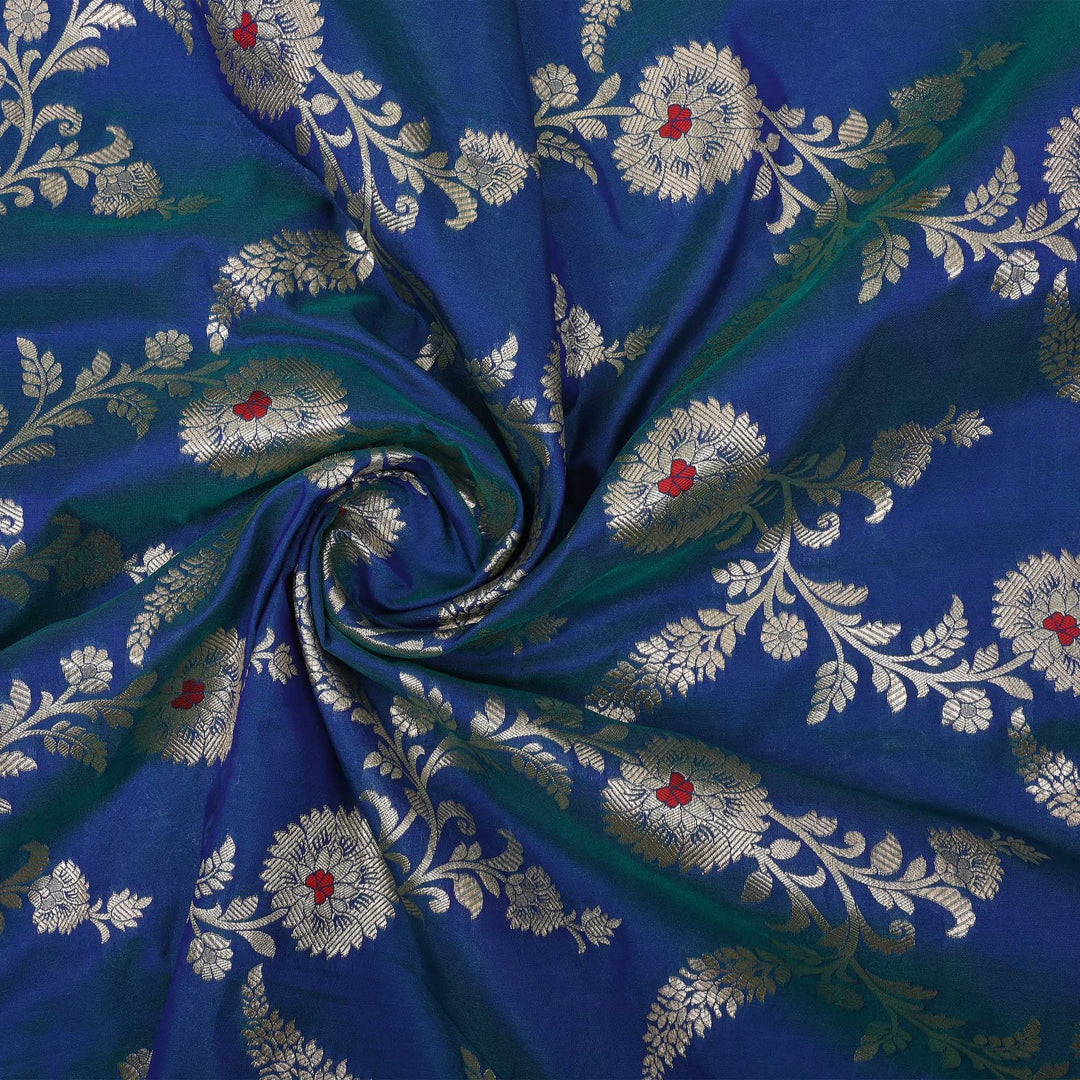 Sapphire Blue Meenakari Banarasi Fabric