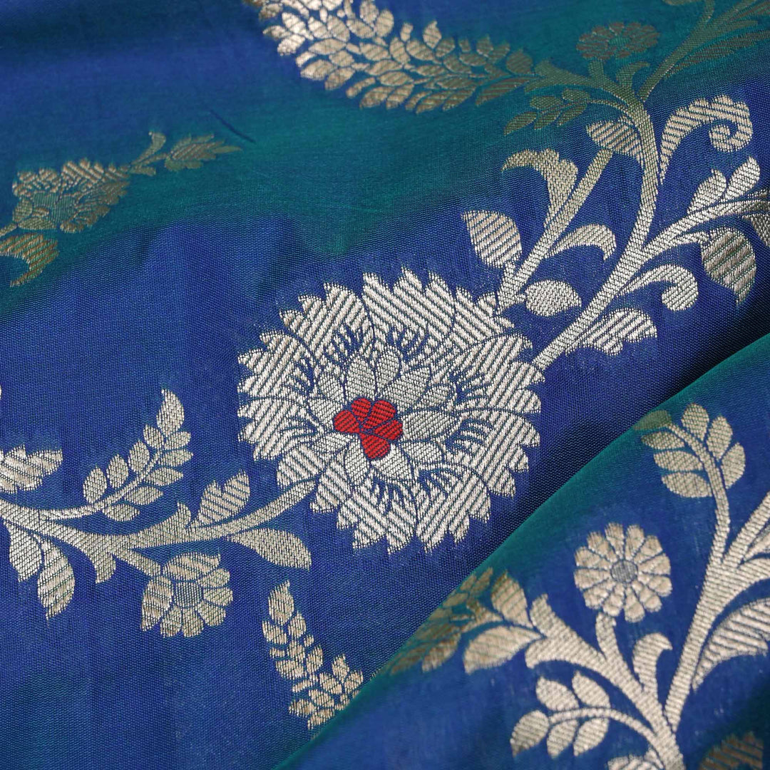 Sapphire Blue Meenakari Banarasi Fabric