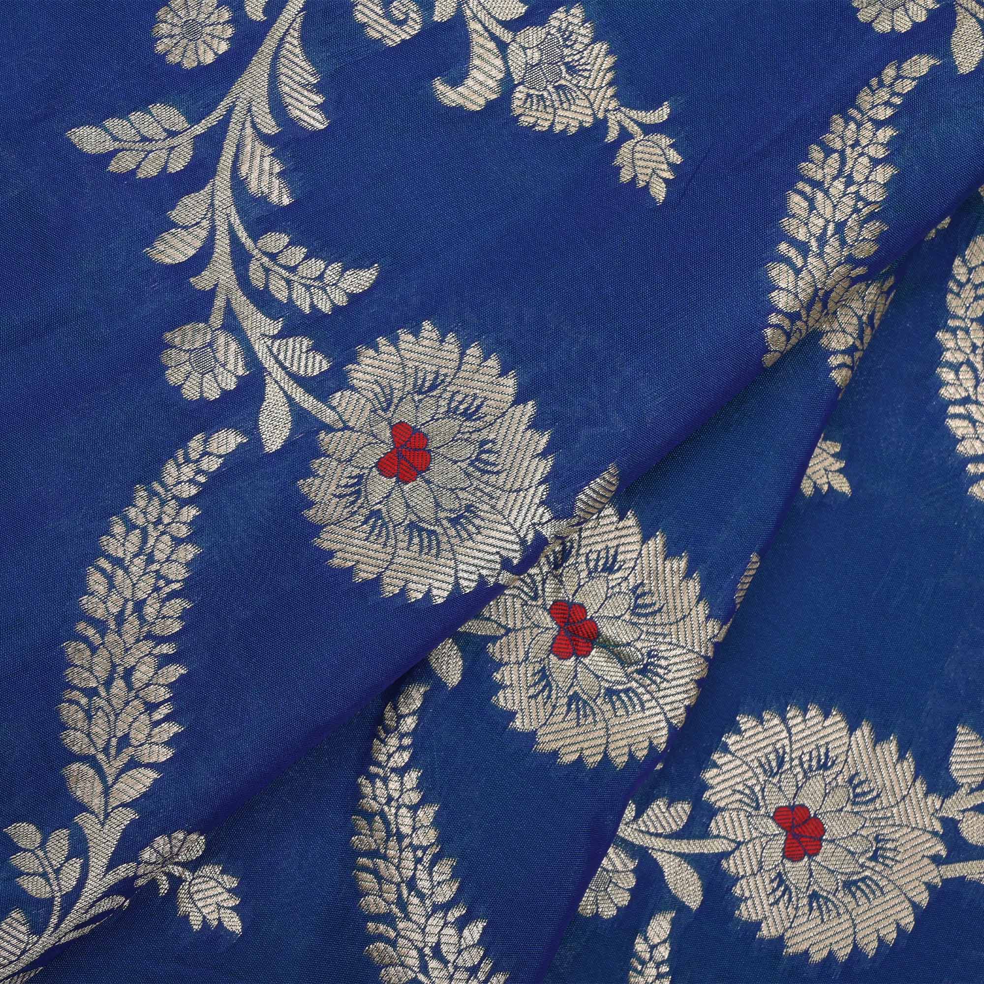 Sapphire Blue Meenakari Banarasi Fabric