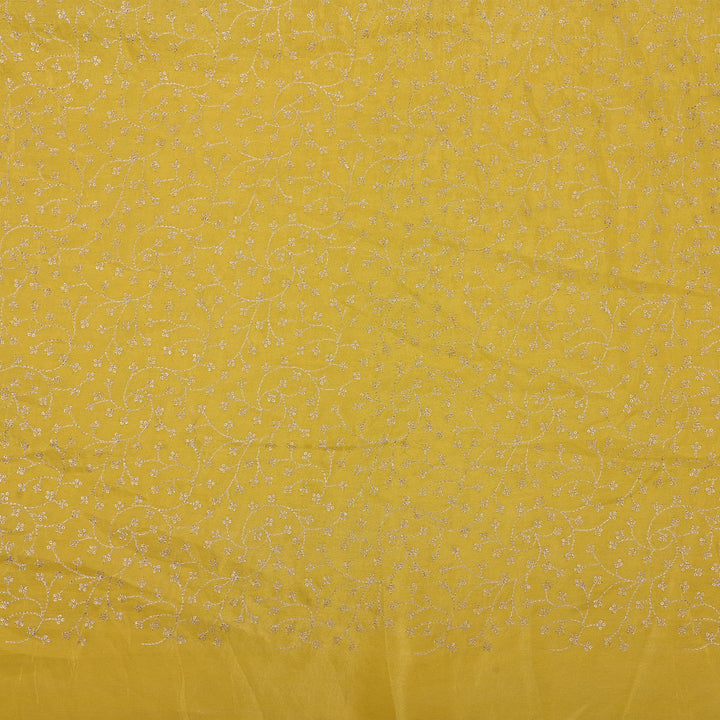 Citrine Yellow Tissue Fabric With Zari Embroidery