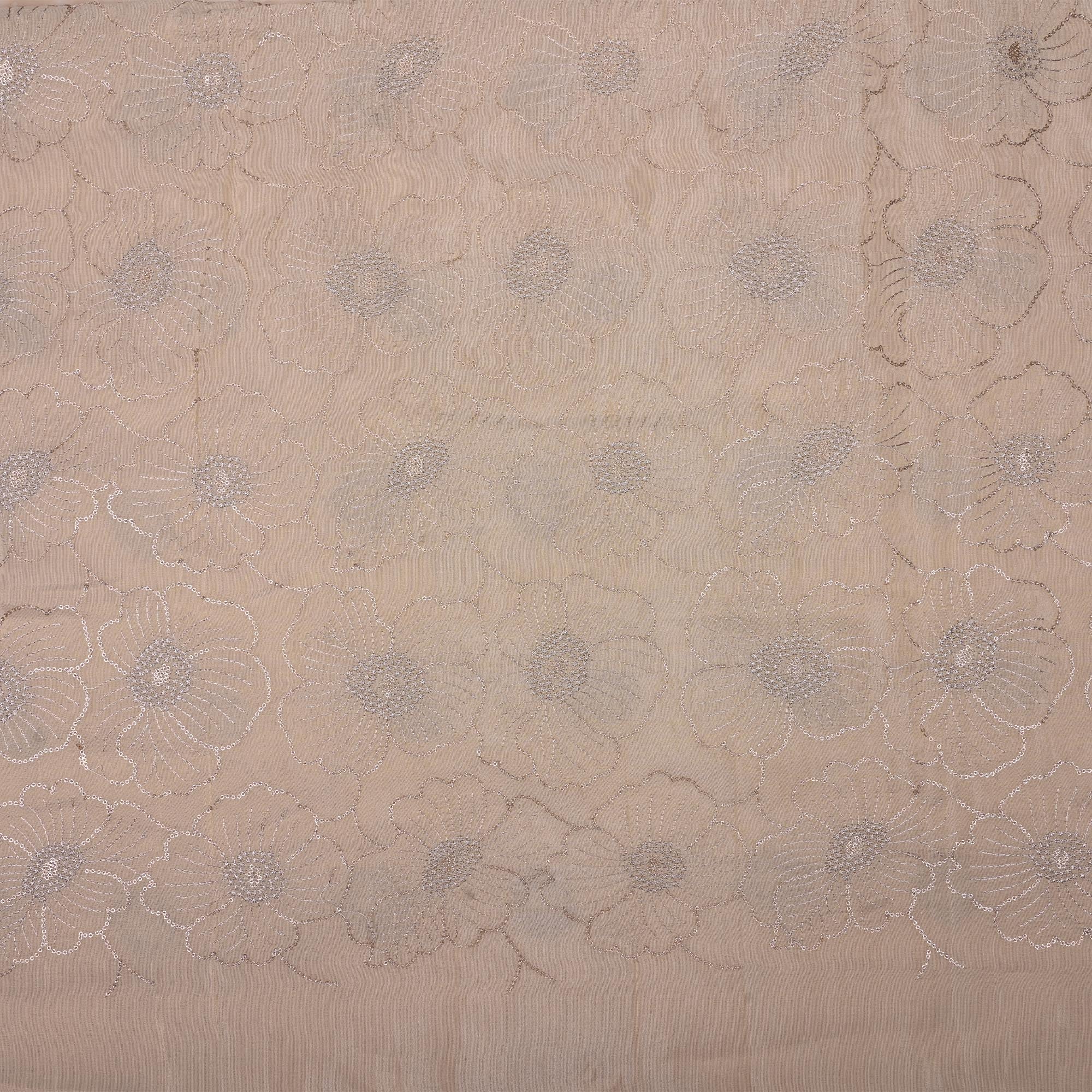 Antique White Tissue Fabric With Embroidery