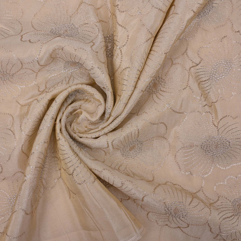 Antique White Tissue Fabric With Embroidery