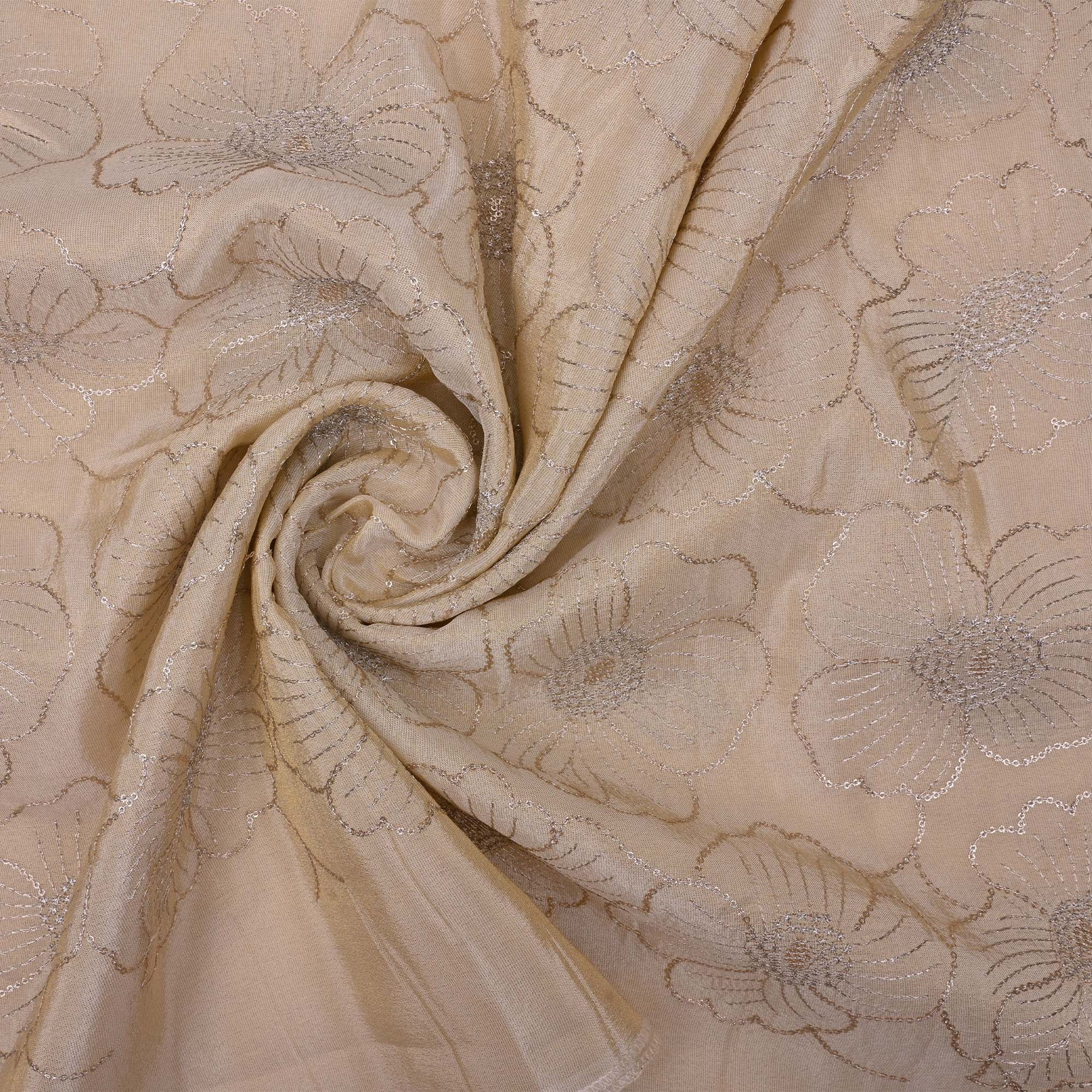 Antique White Tissue Fabric With Embroidery