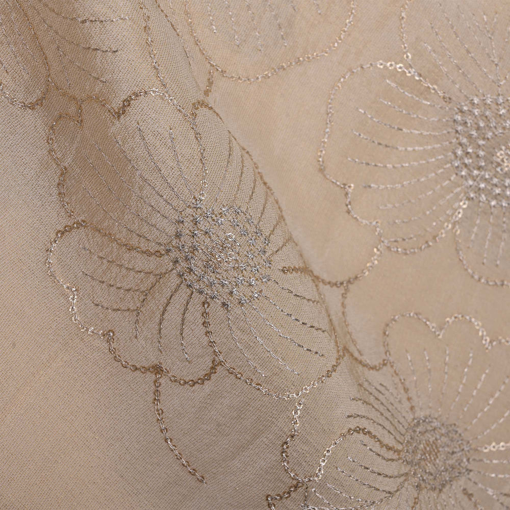 Antique White Tissue Fabric With Embroidery