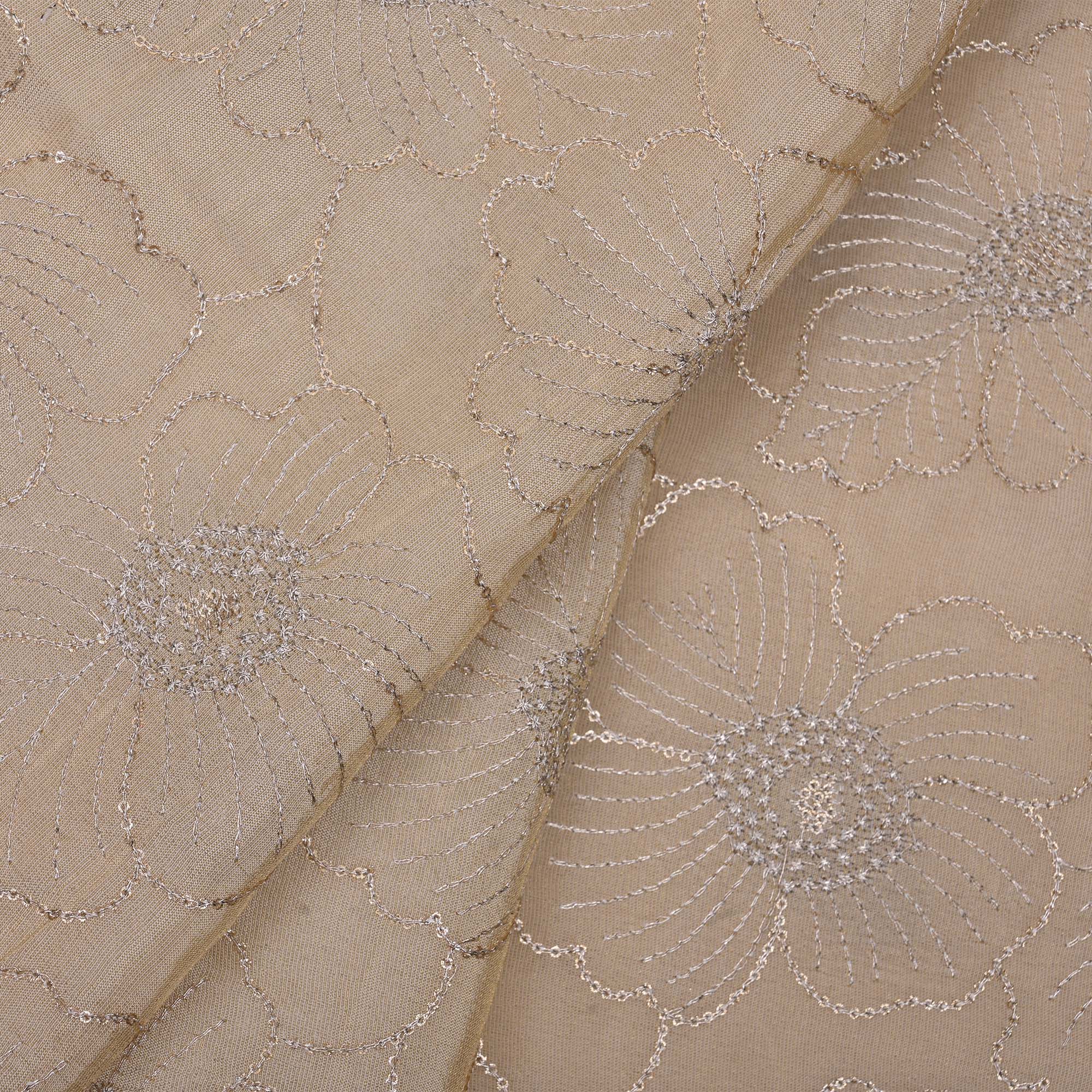 Antique White Tissue Fabric With Embroidery