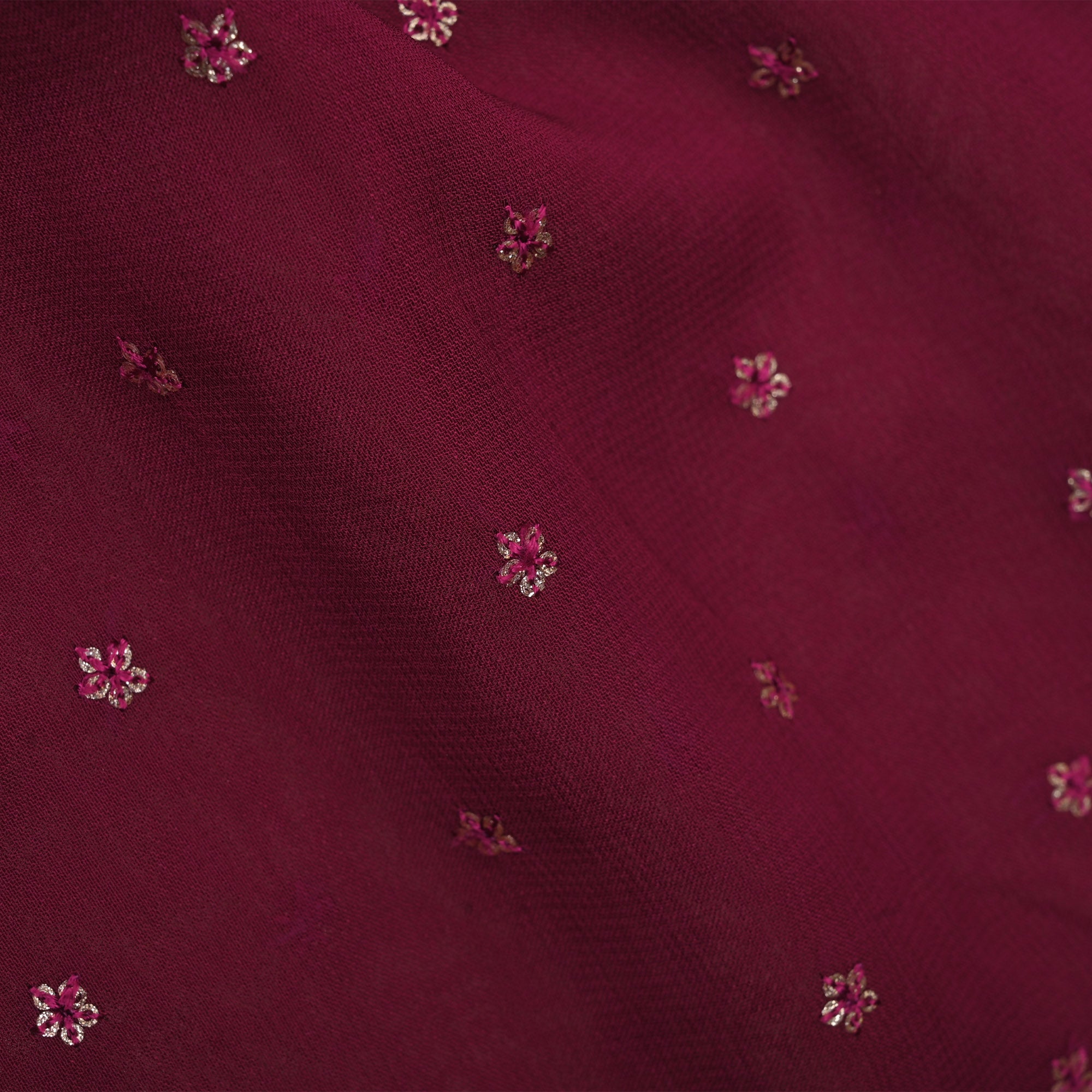 Rich Maroon Embroidery Georgette Fabric