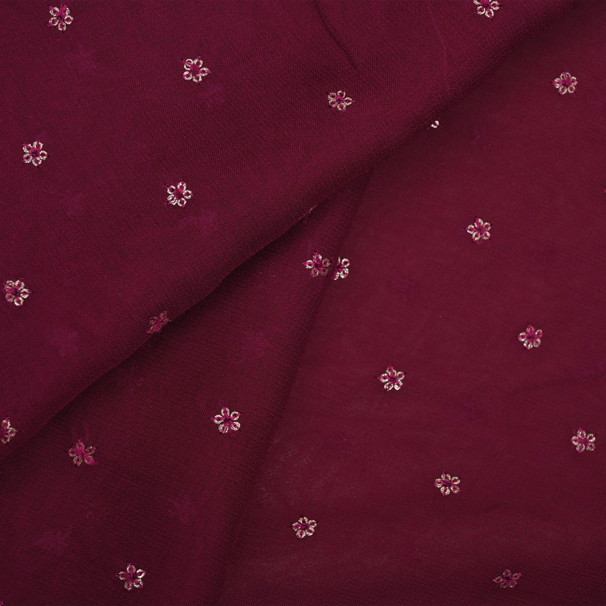 Rich Maroon Embroidery Georgette Fabric