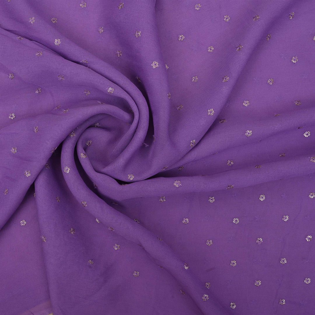 Lavender Purple Embroidery Georgette Fabric