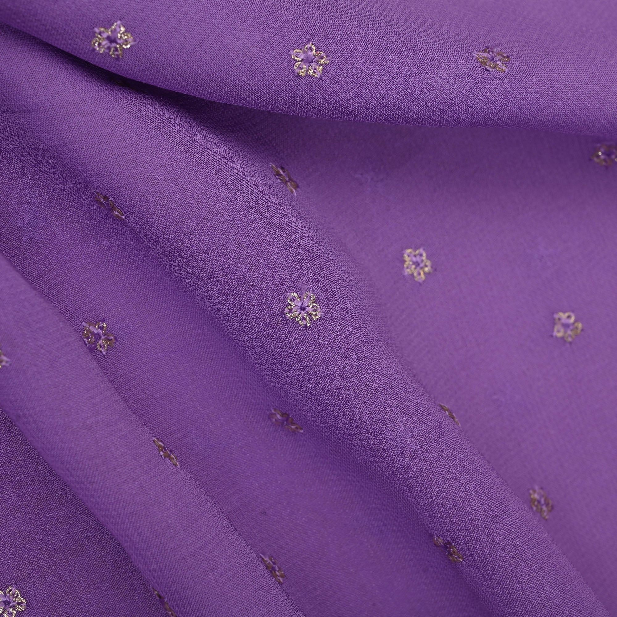 Lavender Purple Embroidery Georgette Fabric