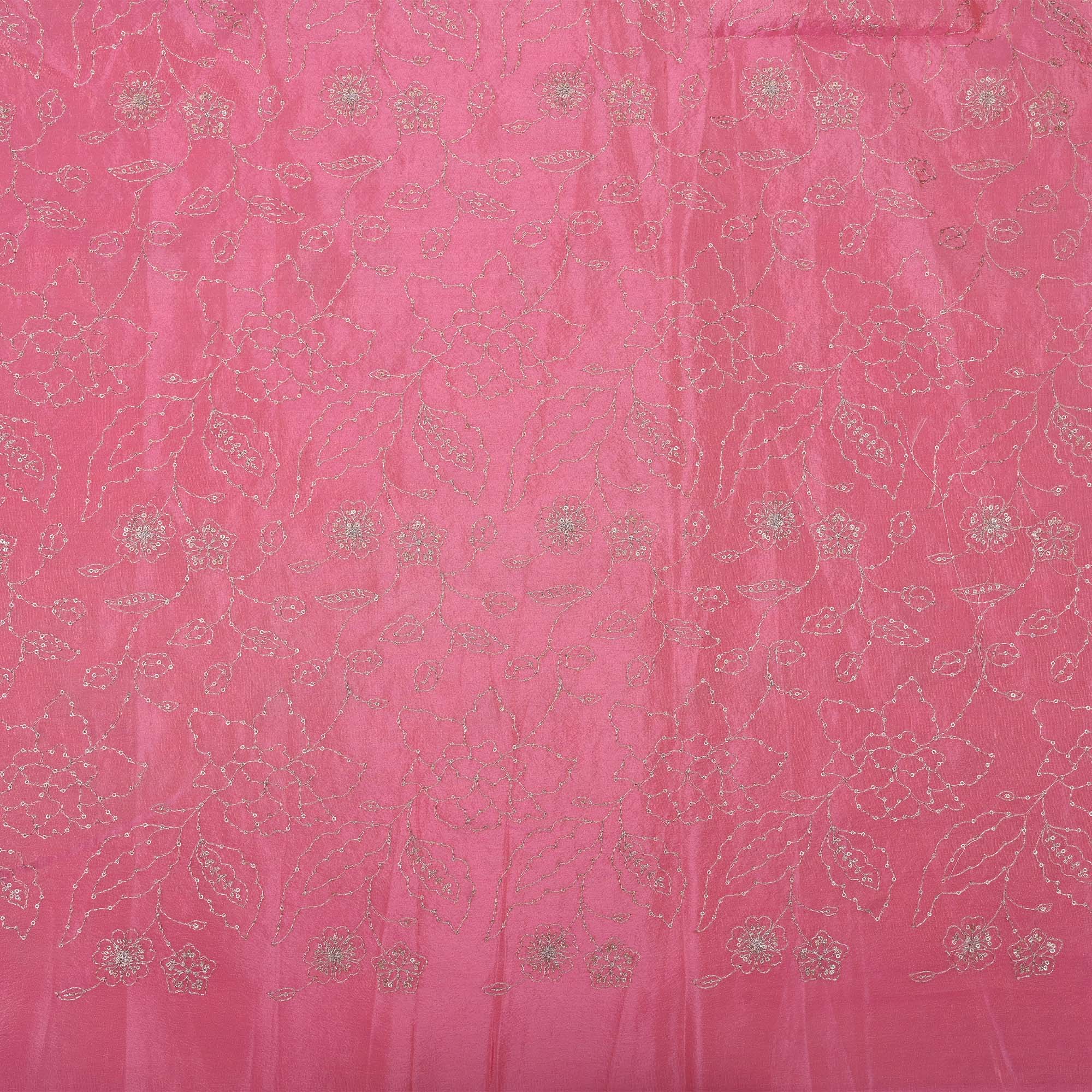 French Pink Tissue Fabric With Embroidery