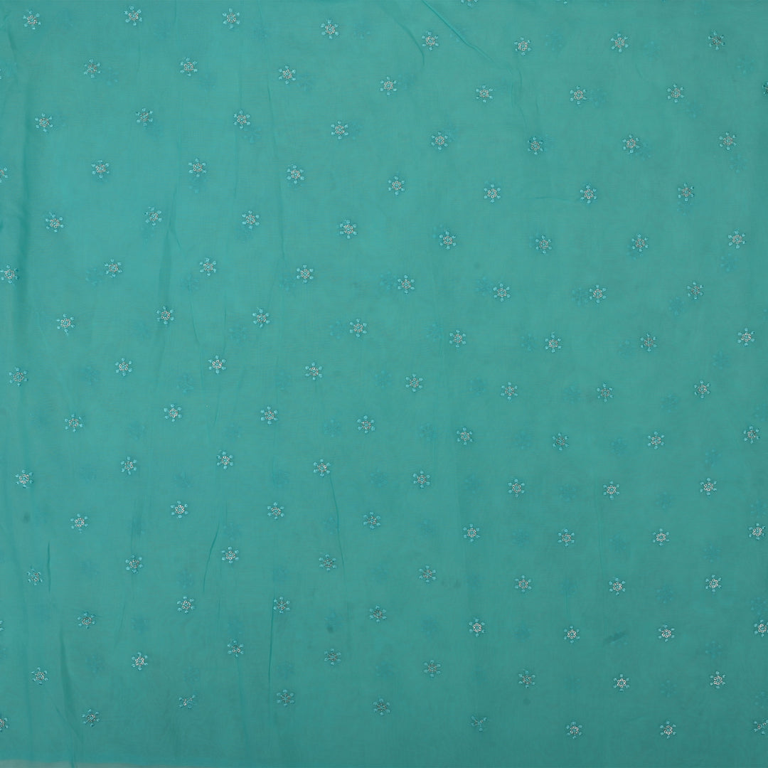 Tiffany Blue Embroidery Georgette Fabric