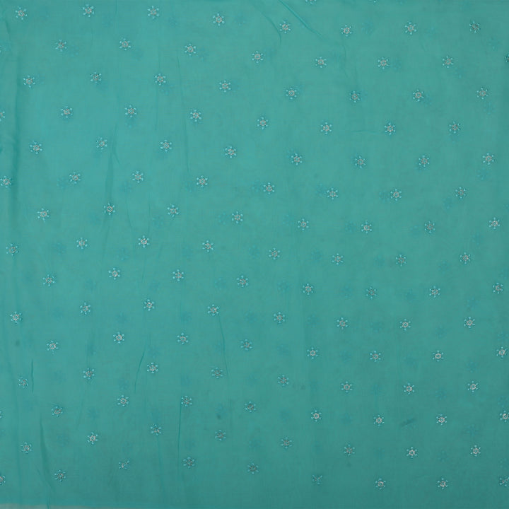 Tiffany Blue Embroidery Georgette Fabric