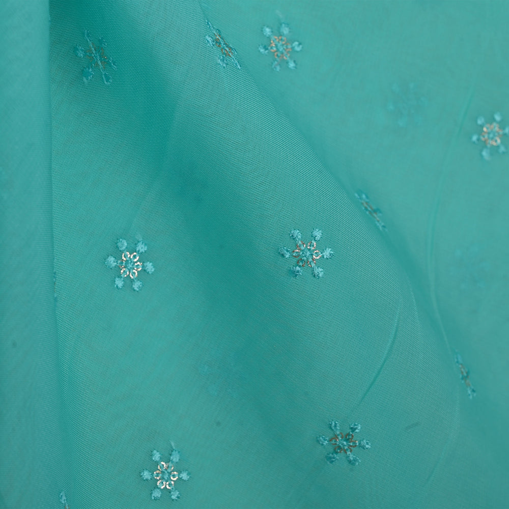 Tiffany Blue Embroidery Georgette Fabric