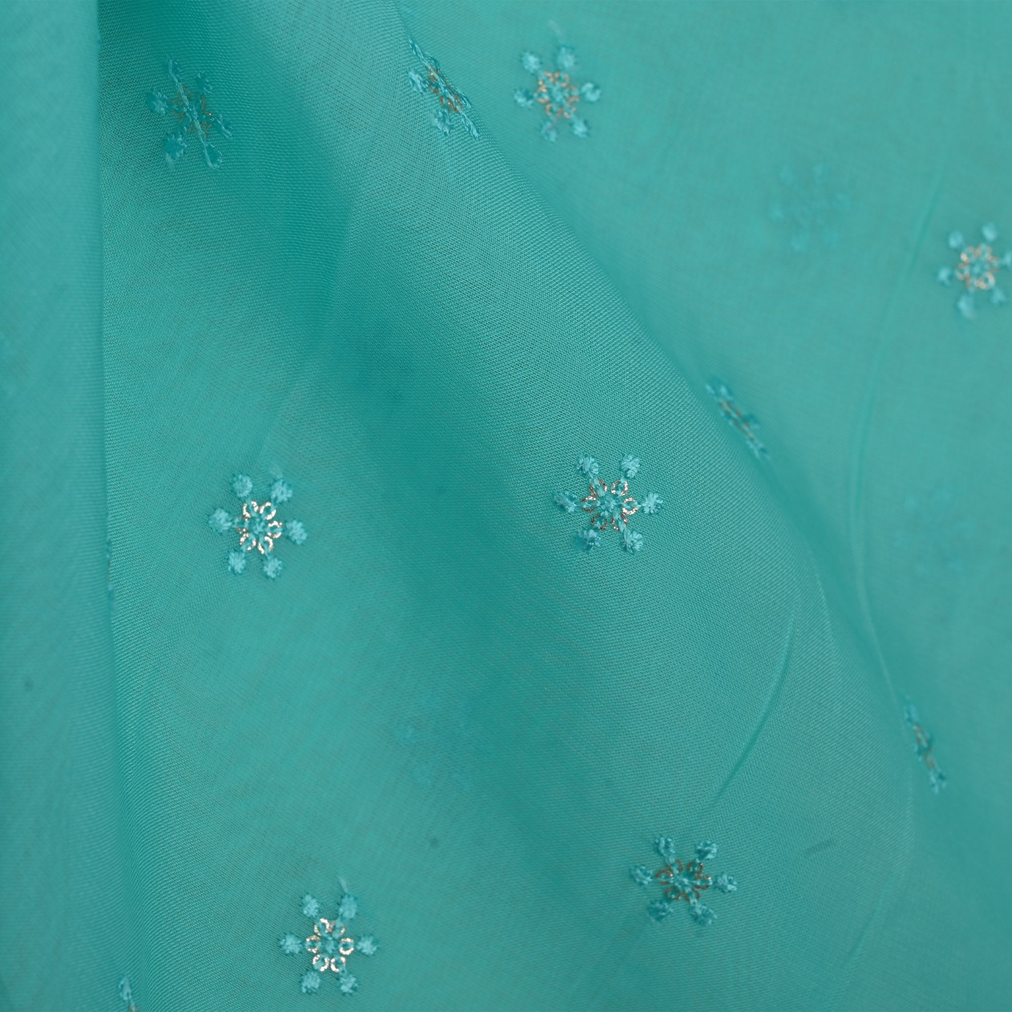 Tiffany Blue Embroidery Georgette Fabric