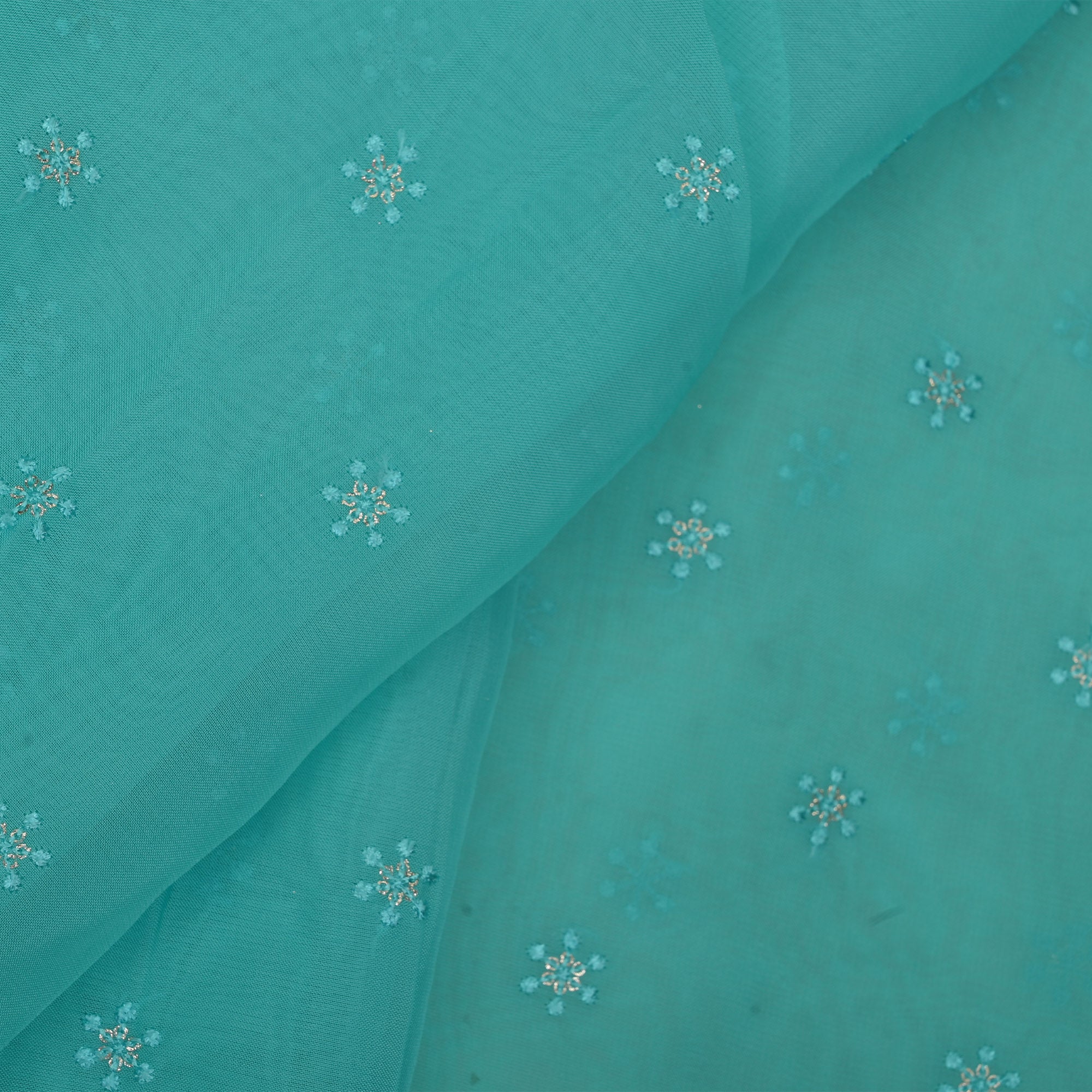 Tiffany Blue Embroidery Georgette Fabric