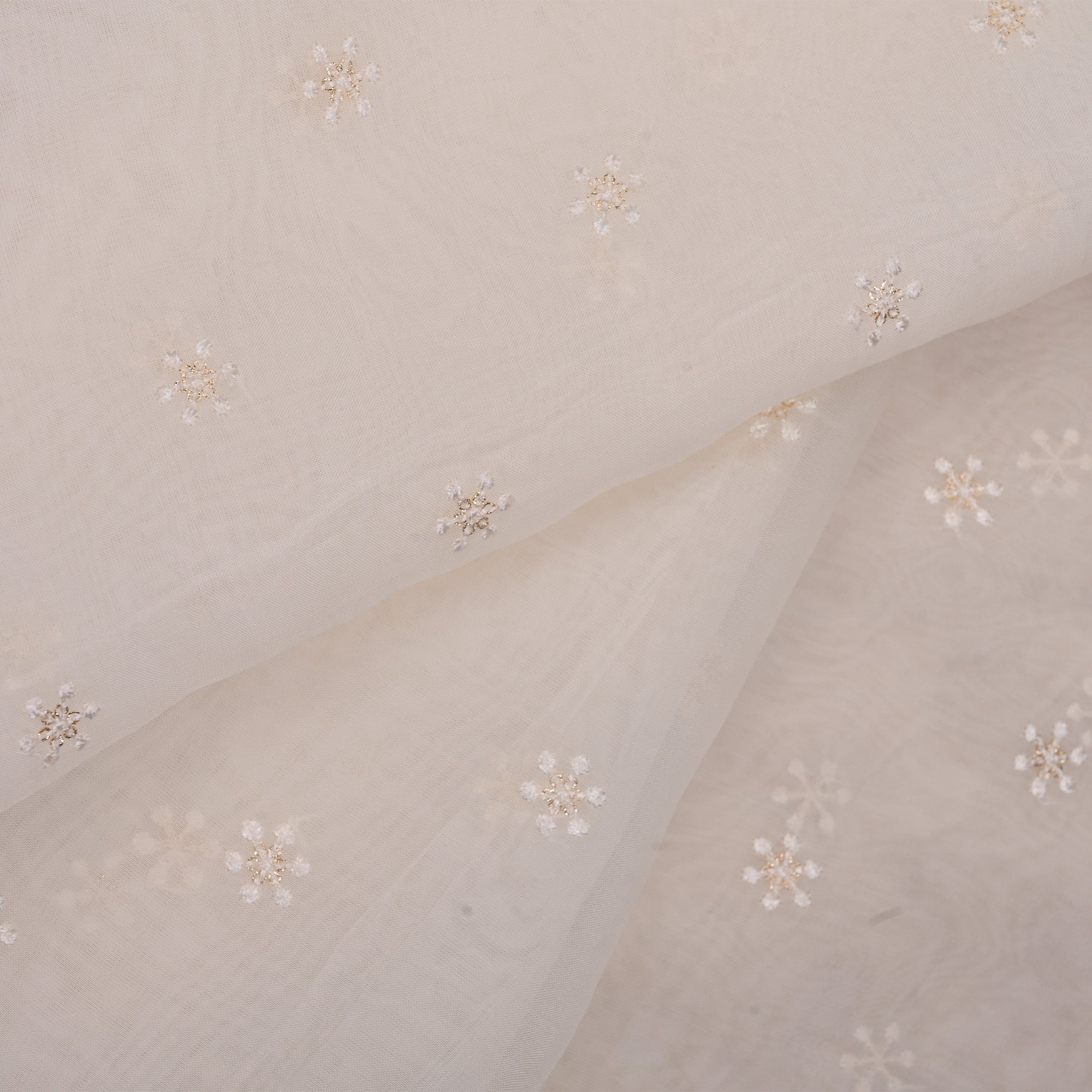 Ivory White Embroidery Georgette Fabric