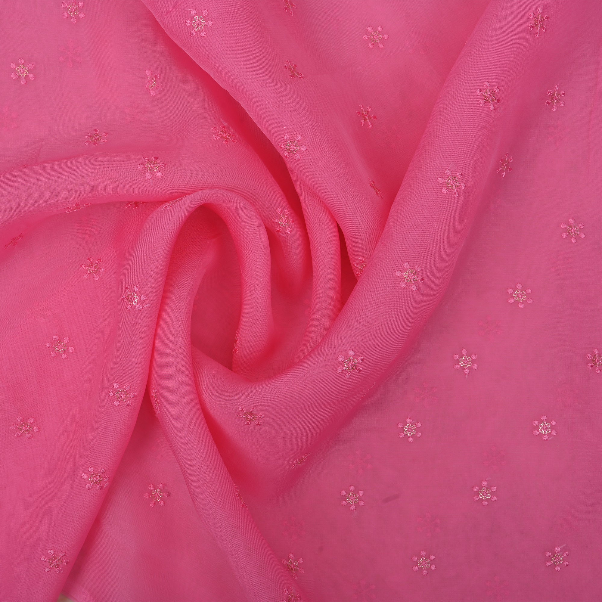 French Pink Embroidery Georgette Fabric