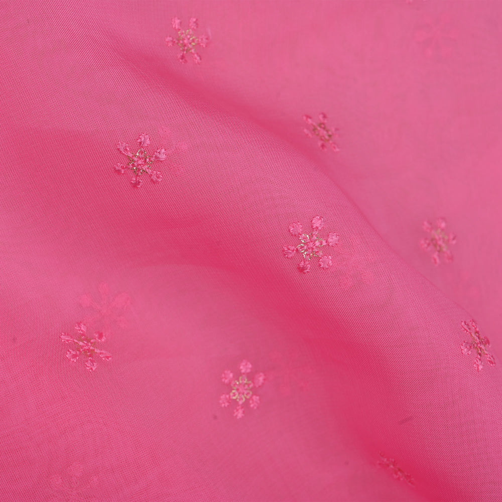 French Pink Embroidery Georgette Fabric