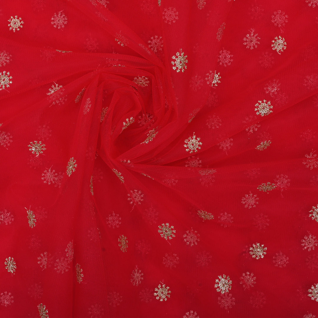 Raspberry Red Embroidery Net Fabric