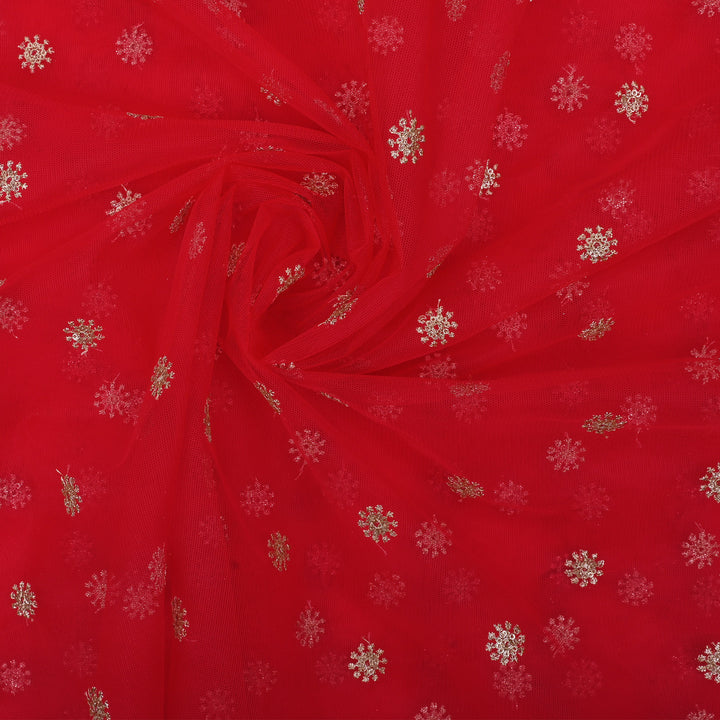 Raspberry Red Embroidery Net Fabric