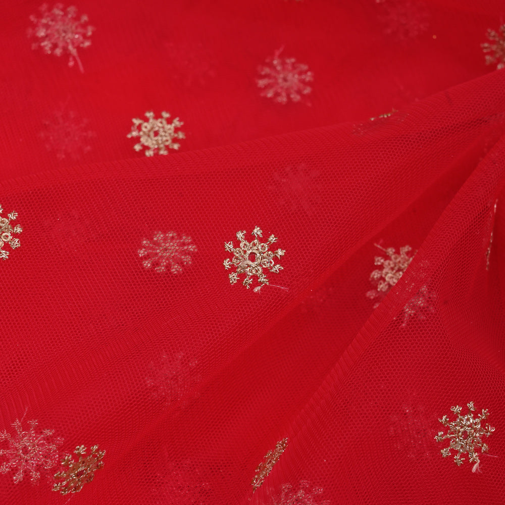 Raspberry Red Embroidery Net Fabric