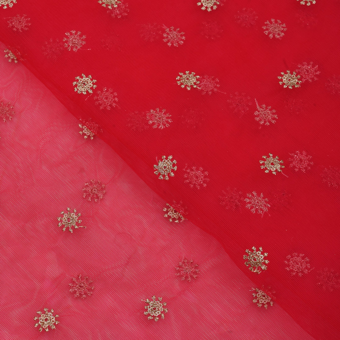 Raspberry Red Embroidery Net Fabric