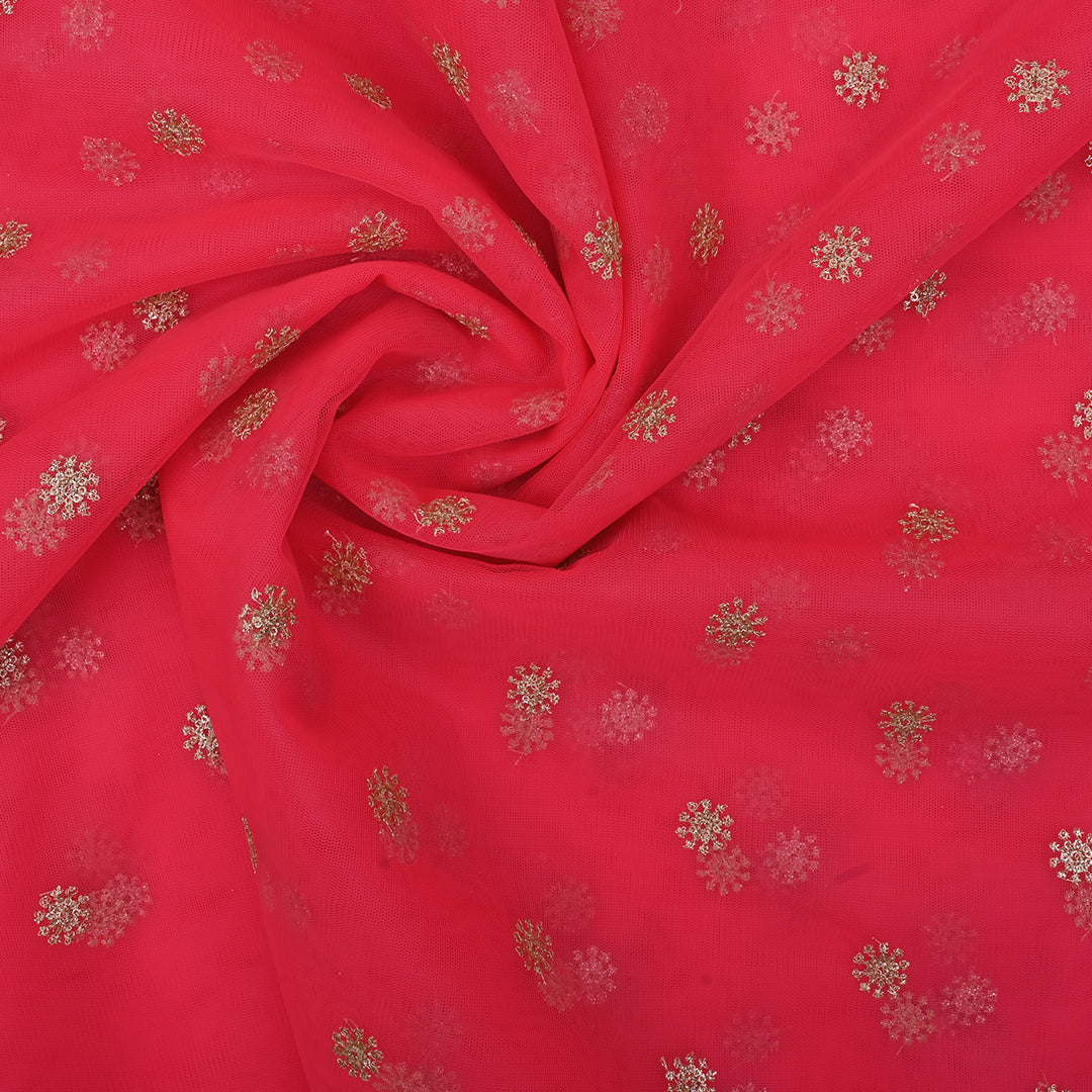 Neon Fuchsia Embroidery Net Fabric