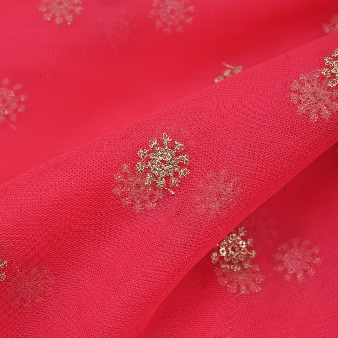 Neon Fuchsia Embroidery Net Fabric