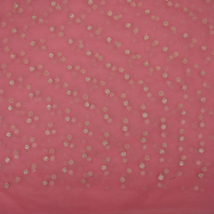 Flamingo Pink Embroidery Net Fabric