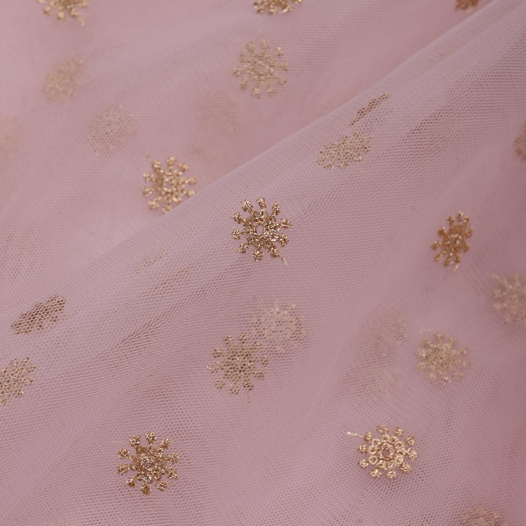 Pastel Brown Embroidery Net Fabric