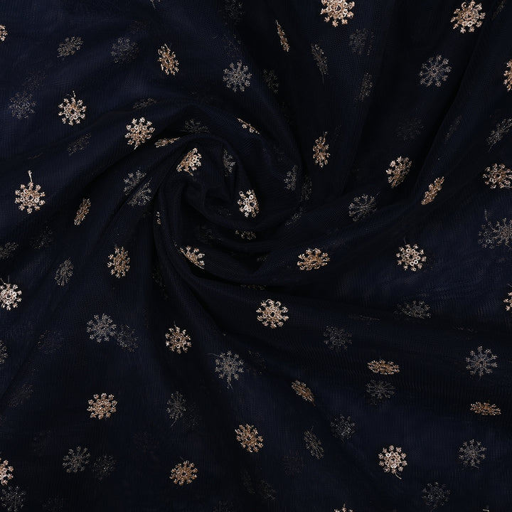 Deep Blue Embroidery Net Fabric