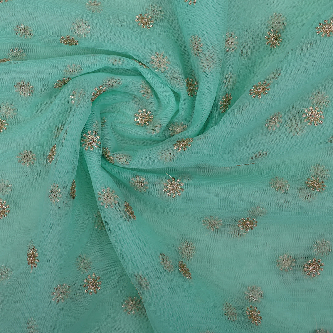 Tiffany Blue Embroidery Net Fabric