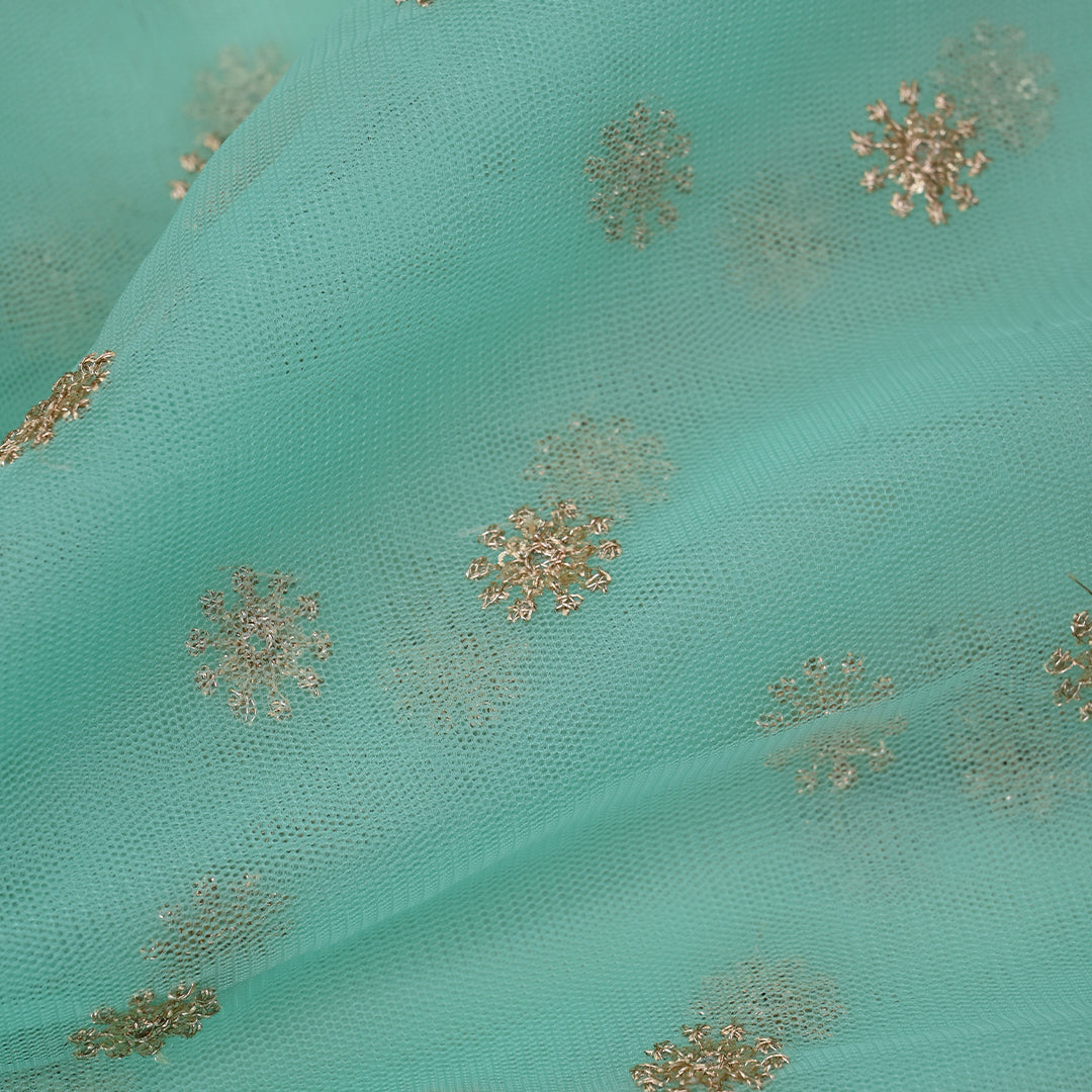 Tiffany Blue Embroidery Net Fabric