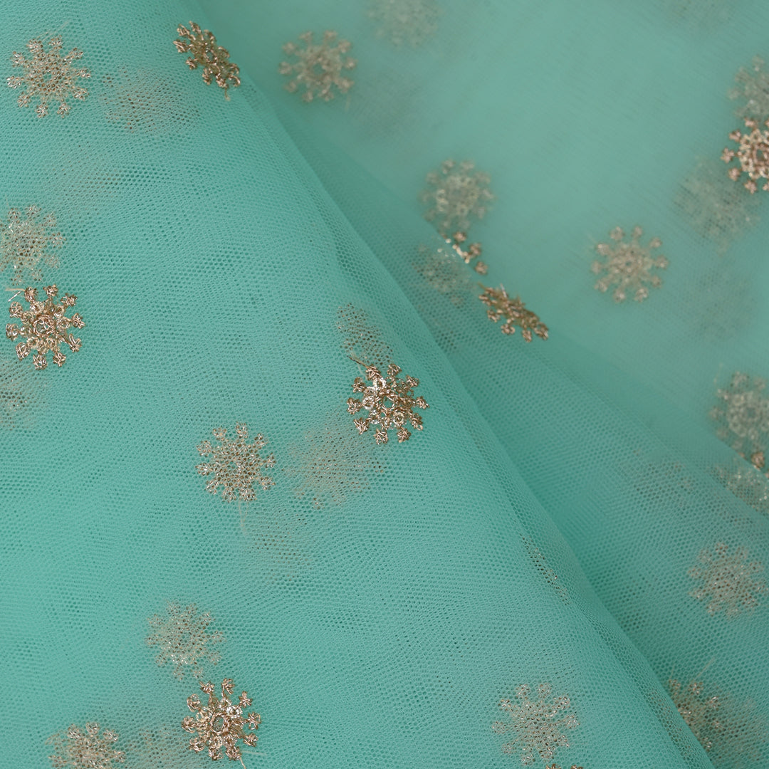 Tiffany Blue Embroidery Net Fabric