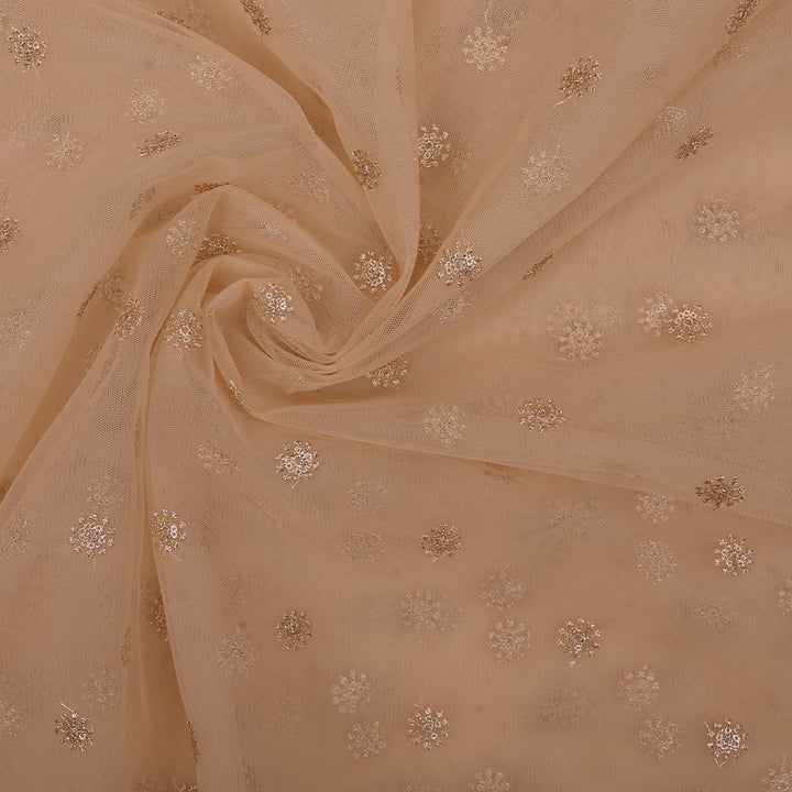 Pastel Brown Embroidery Net Fabric