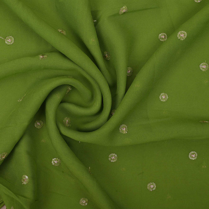 May Green Embroidery Georgette Fabric