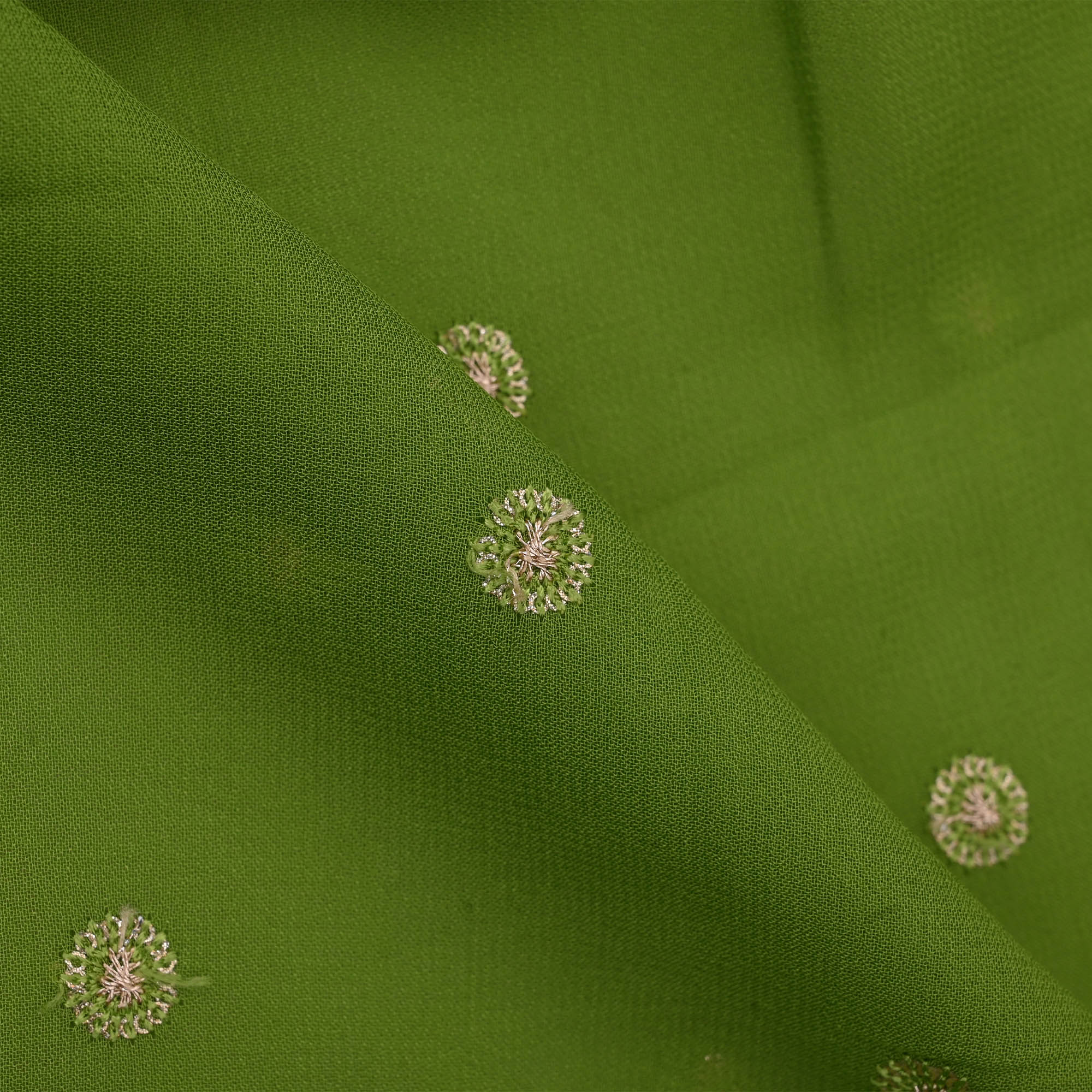 May Green Embroidery Georgette Fabric