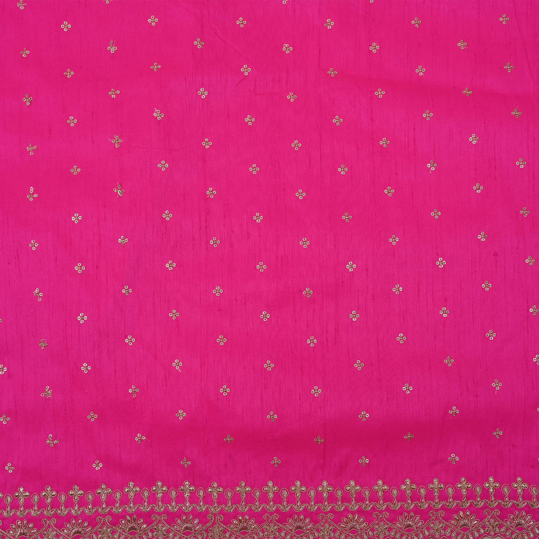 Rani Pink Embroidery Rawsilk Fabric