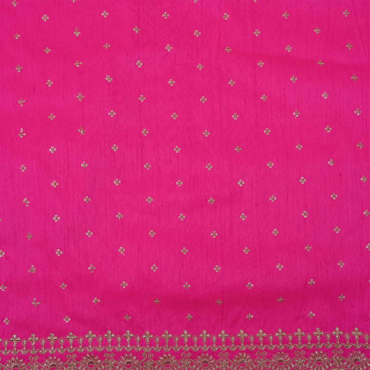 Rani Pink Embroidery Rawsilk Fabric