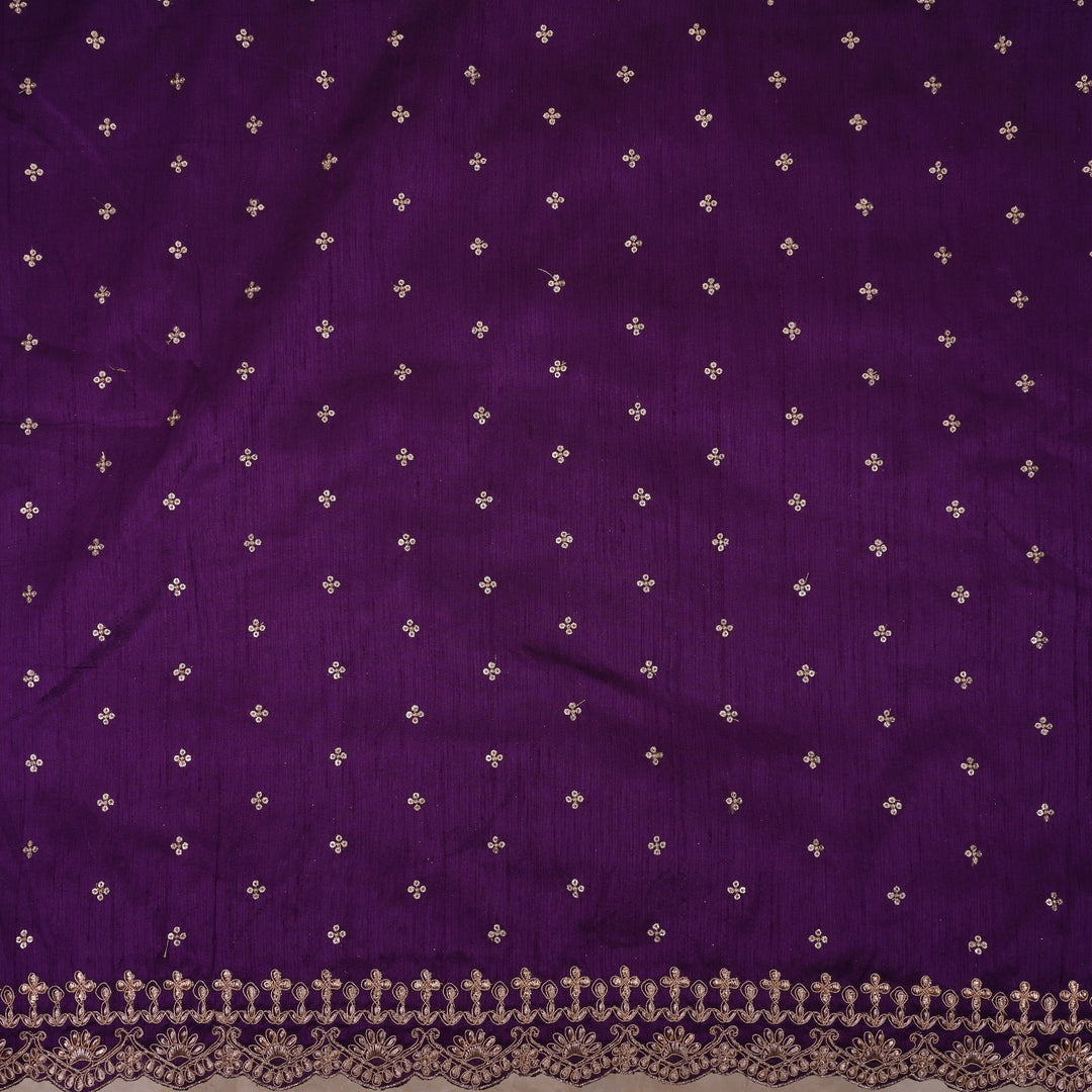 Seance Purple Embroidery Rawsilk Fabric