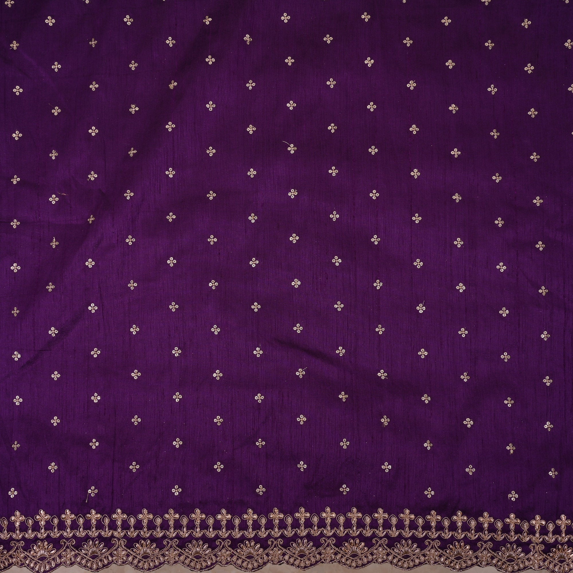 Seance Purple Embroidery Rawsilk Fabric