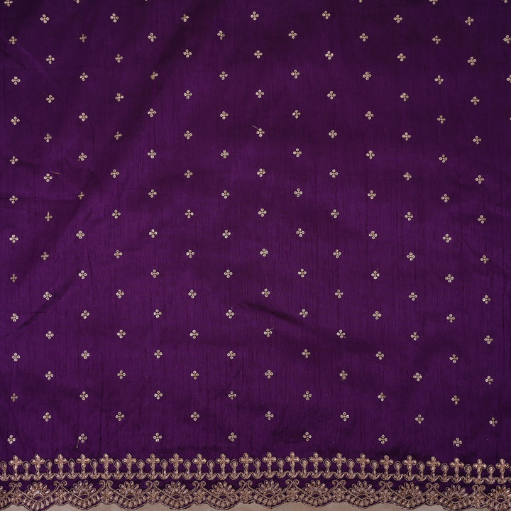 Seance Purple Embroidery Rawsilk Fabric