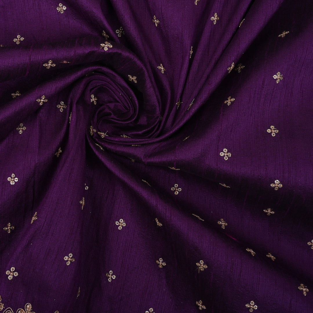 Seance Purple Embroidery Rawsilk Fabric