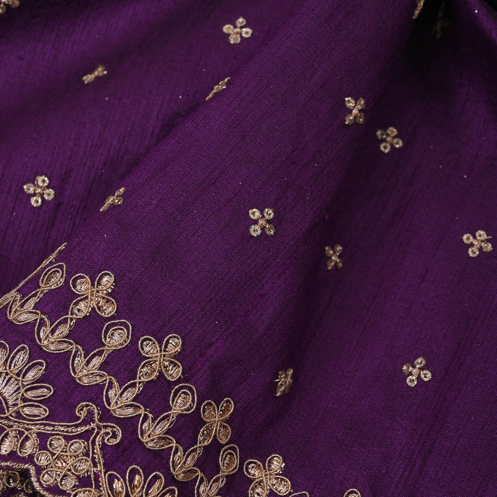 Seance Purple Embroidery Rawsilk Fabric