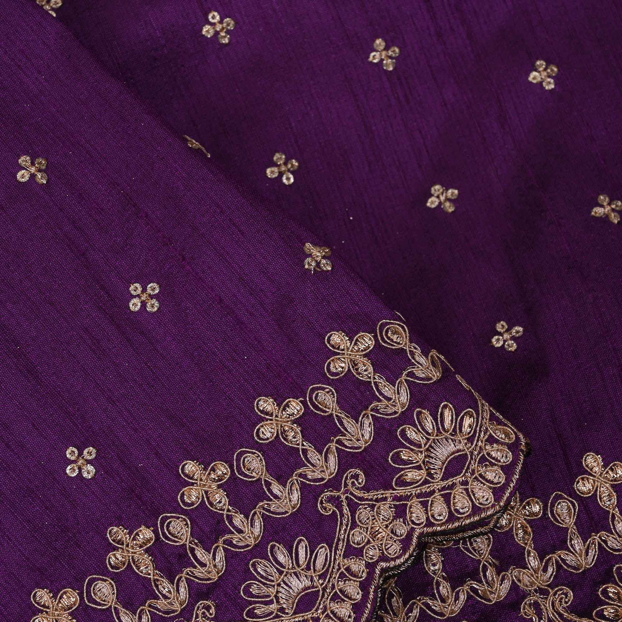 Seance Purple Embroidery Rawsilk Fabric